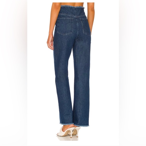 We Wore What Hi Rise Frayed Waistband Straight Women’s Indigo Jeans Sz 24 NWT - Picture 4 of 15